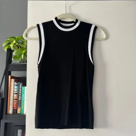 Rag & Bone Women's Black and White Priya Crewneck Knit-Tank - Picture 1 of 5